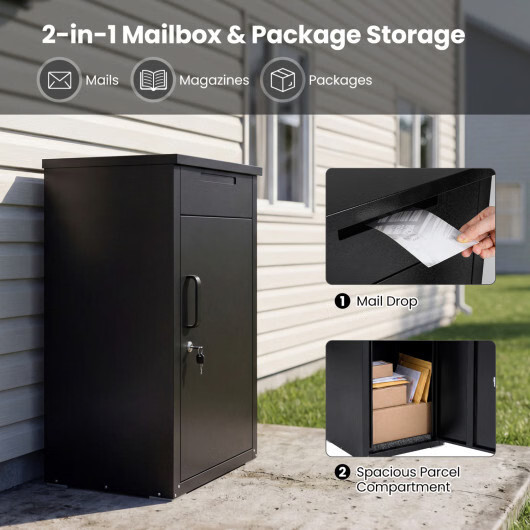 Package Delivery Box with Anti-Theft Board and Lockable Door-Black