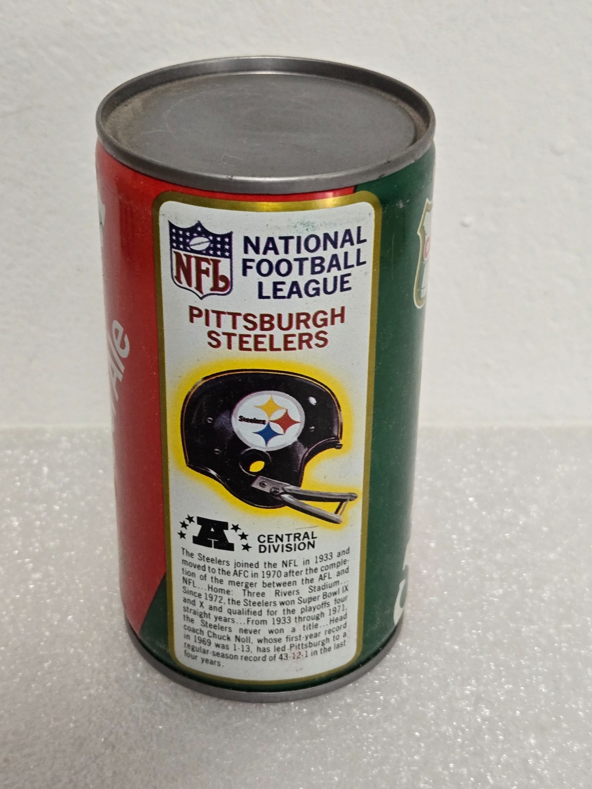 Vtg Canada Dry NFL Football Team Helmet Pittsburgh Steelers Steel Soda Pop Can