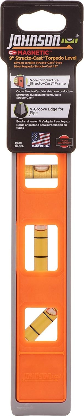Level & Tool 7500M Magnetic Structo-Cast Torpedo Level, 9", Orange, 1 Level