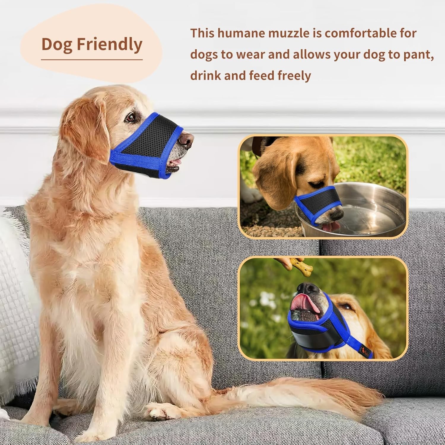 Comfortable & Humane Dog Muzzle, Anti Biting for Small, Medium & Large Dogs
