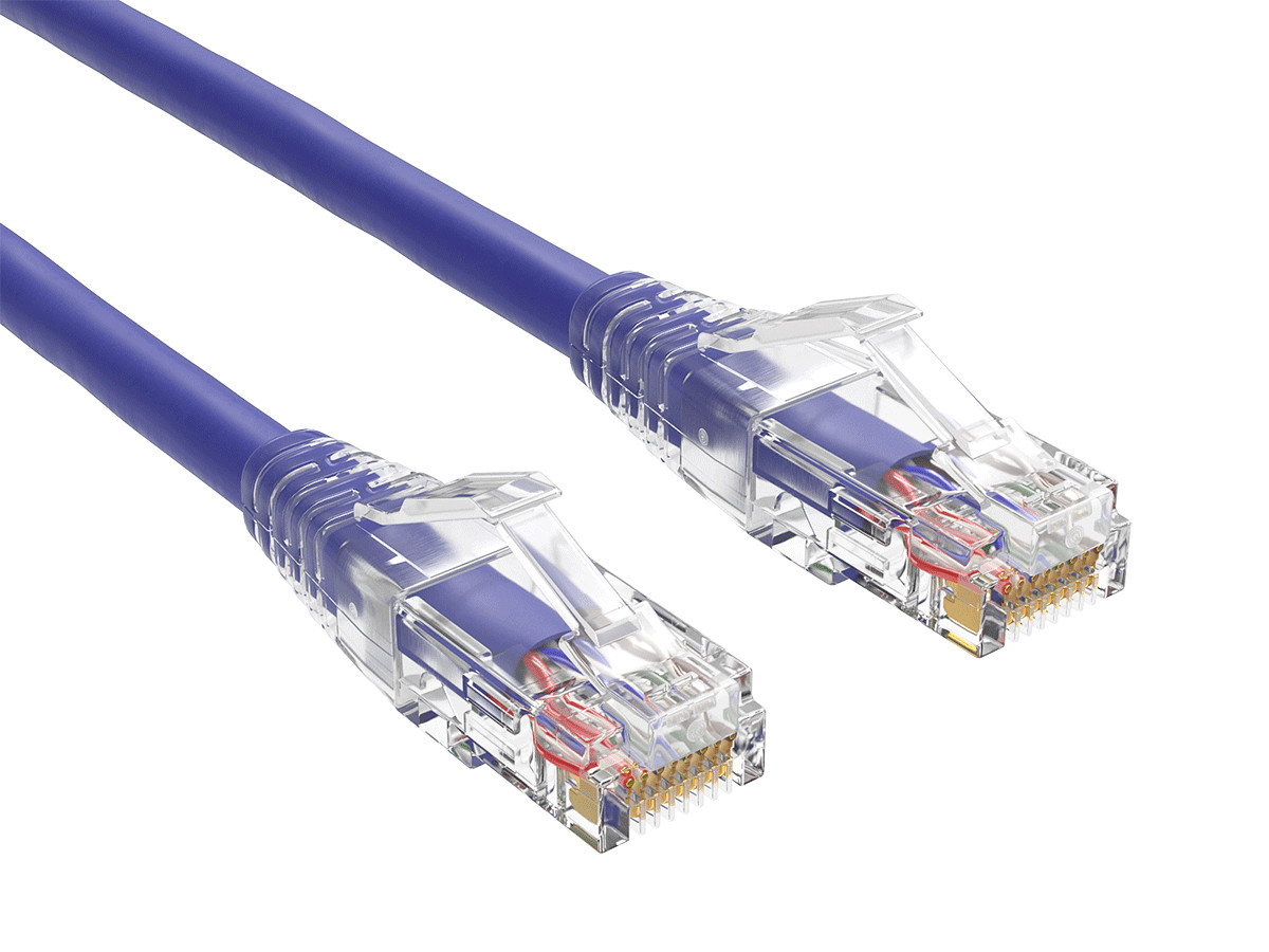 14ft Cat6 Ethernet Patch Cable with Clear Boot, UTP, Pure Bare Copper, Purple