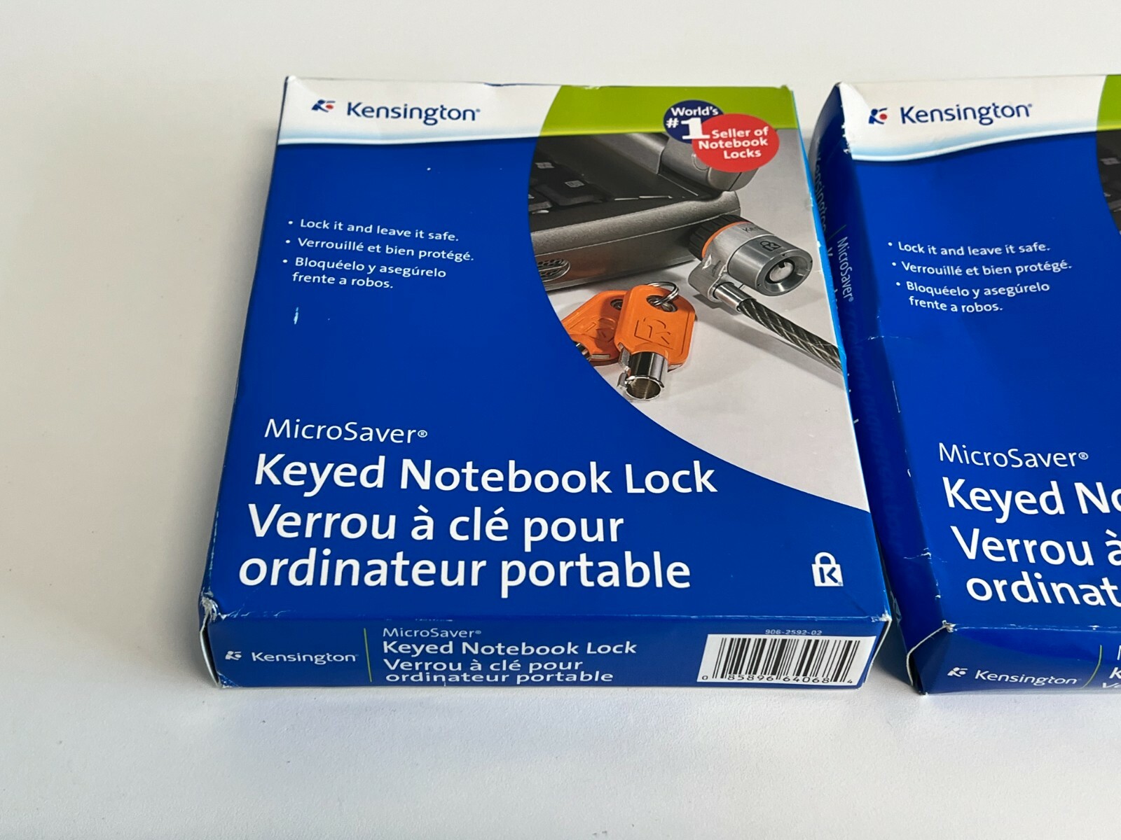 PP12: 2x Kensington MicroSaver Notebook Security Cable W Key Lock #906-2592-02