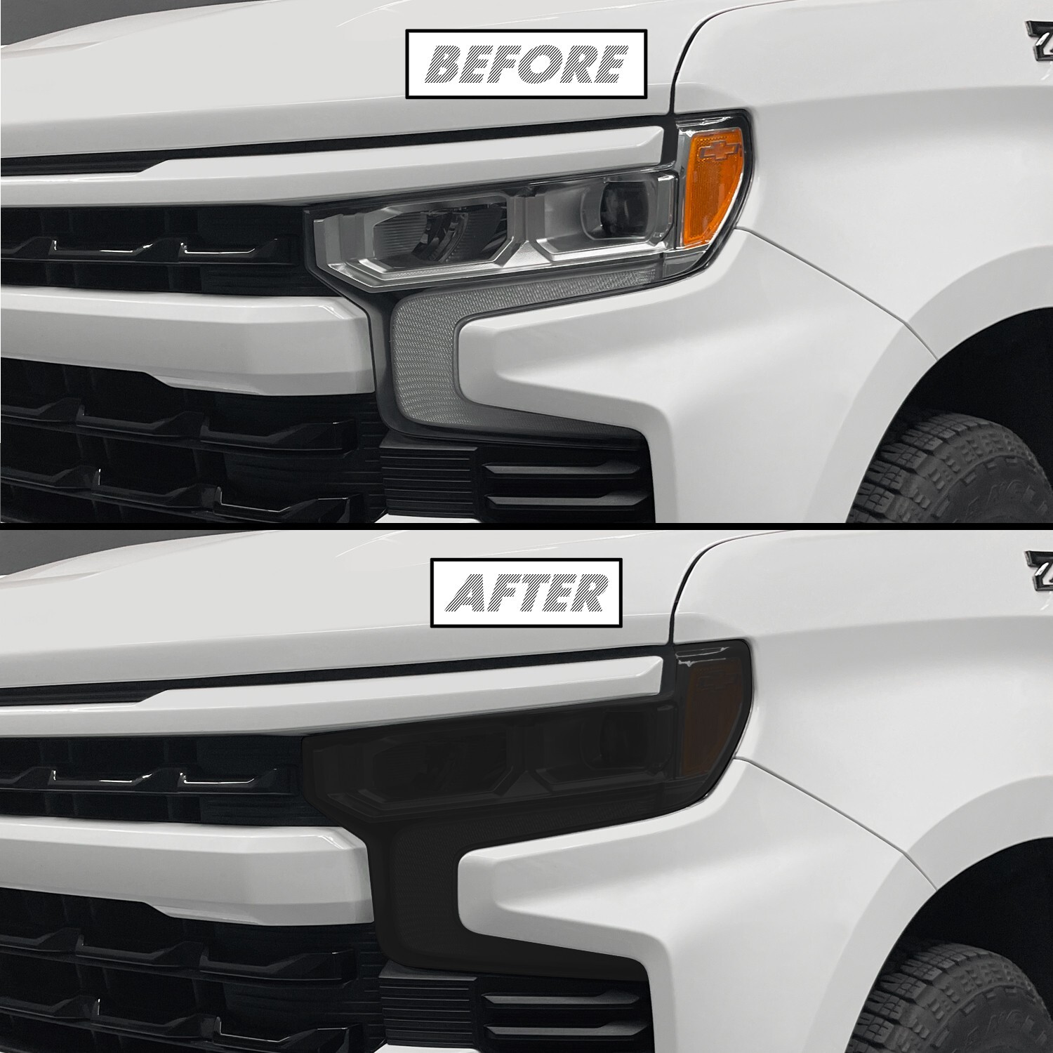 FOR 2022+ Chevy Silverado 1500 Headlight SMOKE Precut Vinyl Tint Overlays