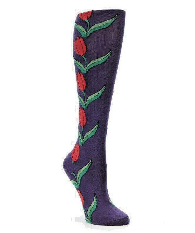 NWT Deep Purple Tulip Women's Knee High Novelty Socks