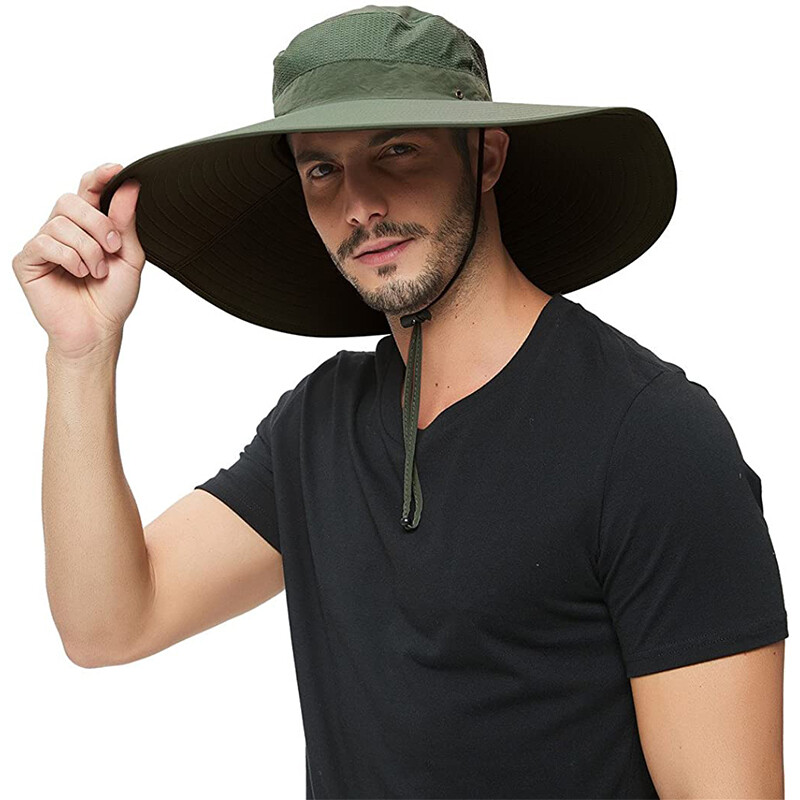 Men Women Wide Brim Sun Hat Breathable Bucket Cap Summer Fishing UV Protection