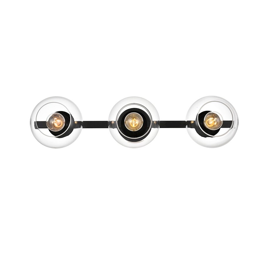 Living District Rogelio 3 Light Bath Sconce, Black/Clear - LD7320W27BLK