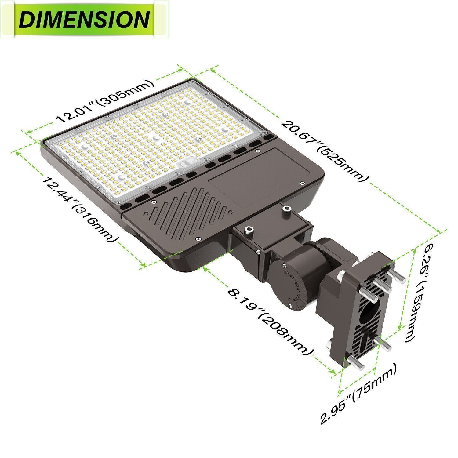 Arm Mount Shoebox LED Parking Lot Light 200W Dusk To Dawn Fixture Outdoor Lights