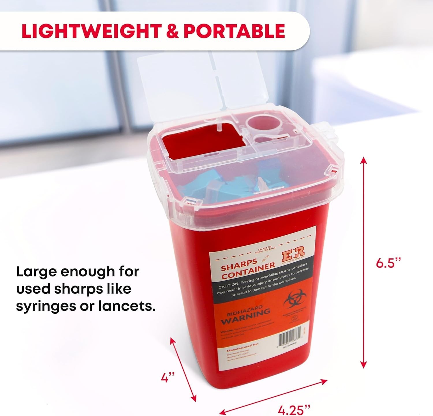 Sharps Container with Split Lid Design and Locking Mechanism for Sharp Waste ...