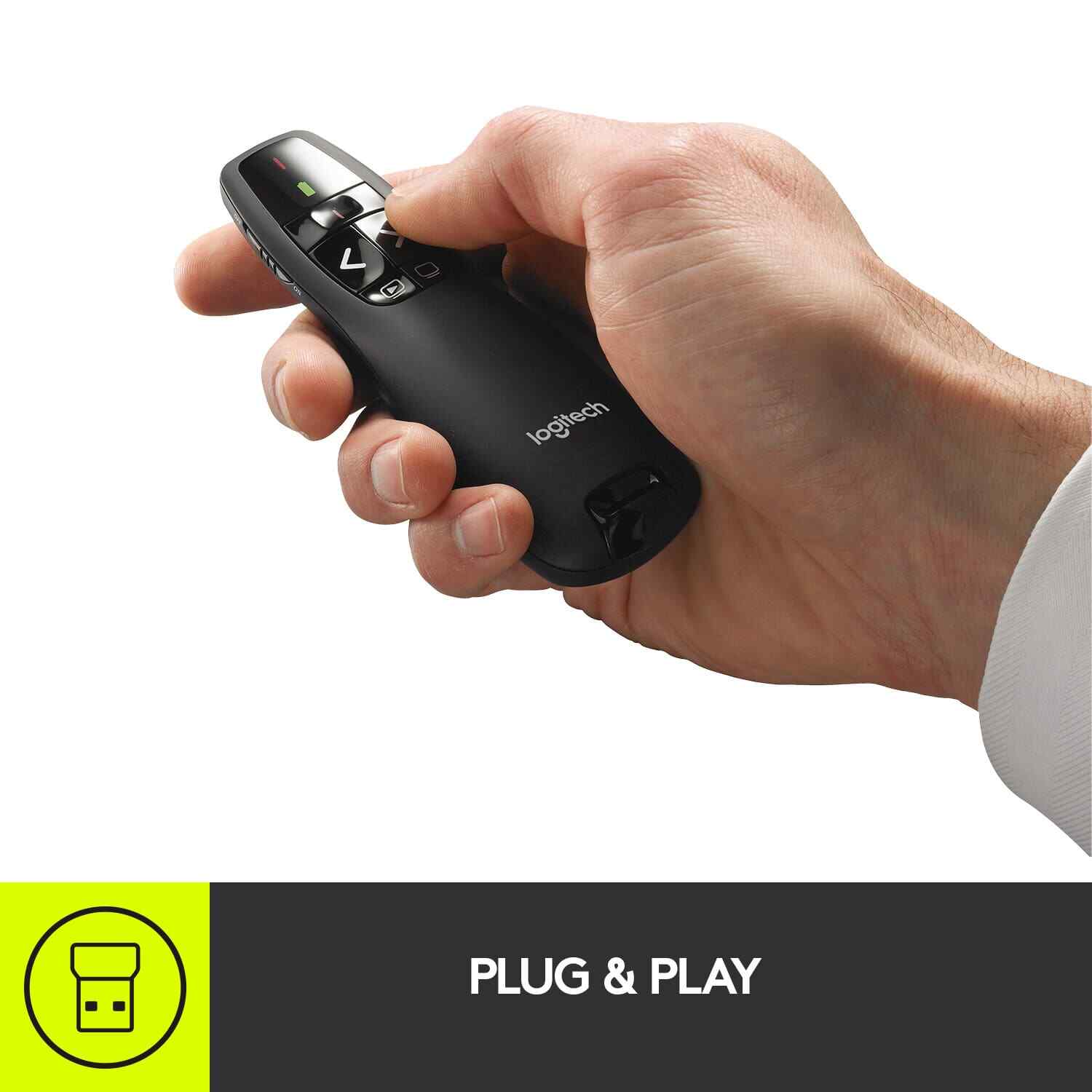 Logitech - R400 Presenter Remote Control - Black