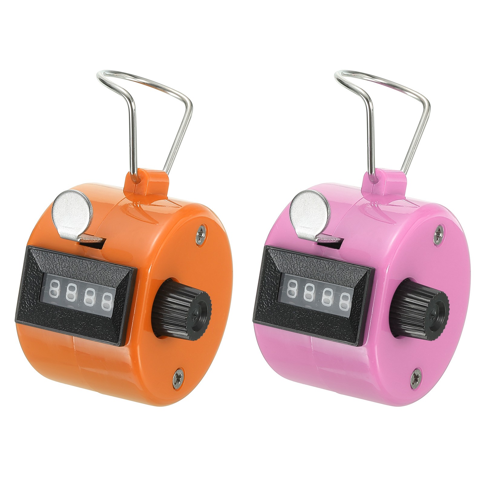 2Pcs Clicker Counter,4 Digit Mechanical Handheld Tally Click Counter Orange-Pink