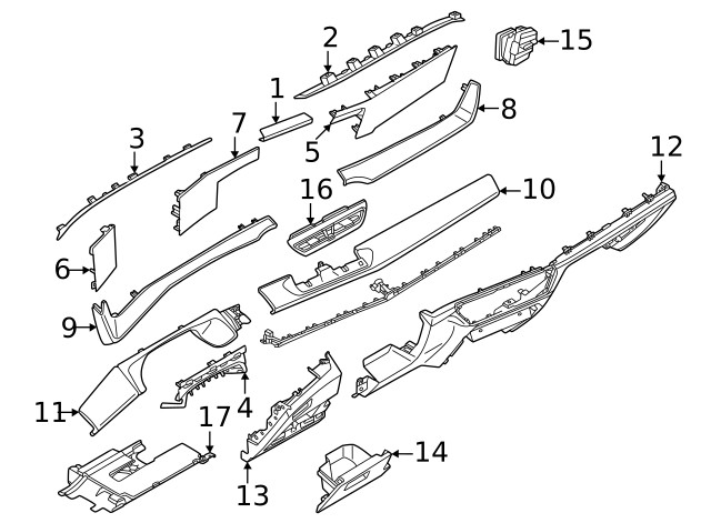 Genuine Volkswagen Instrument Panel Molding 57N-858-061-QDY
