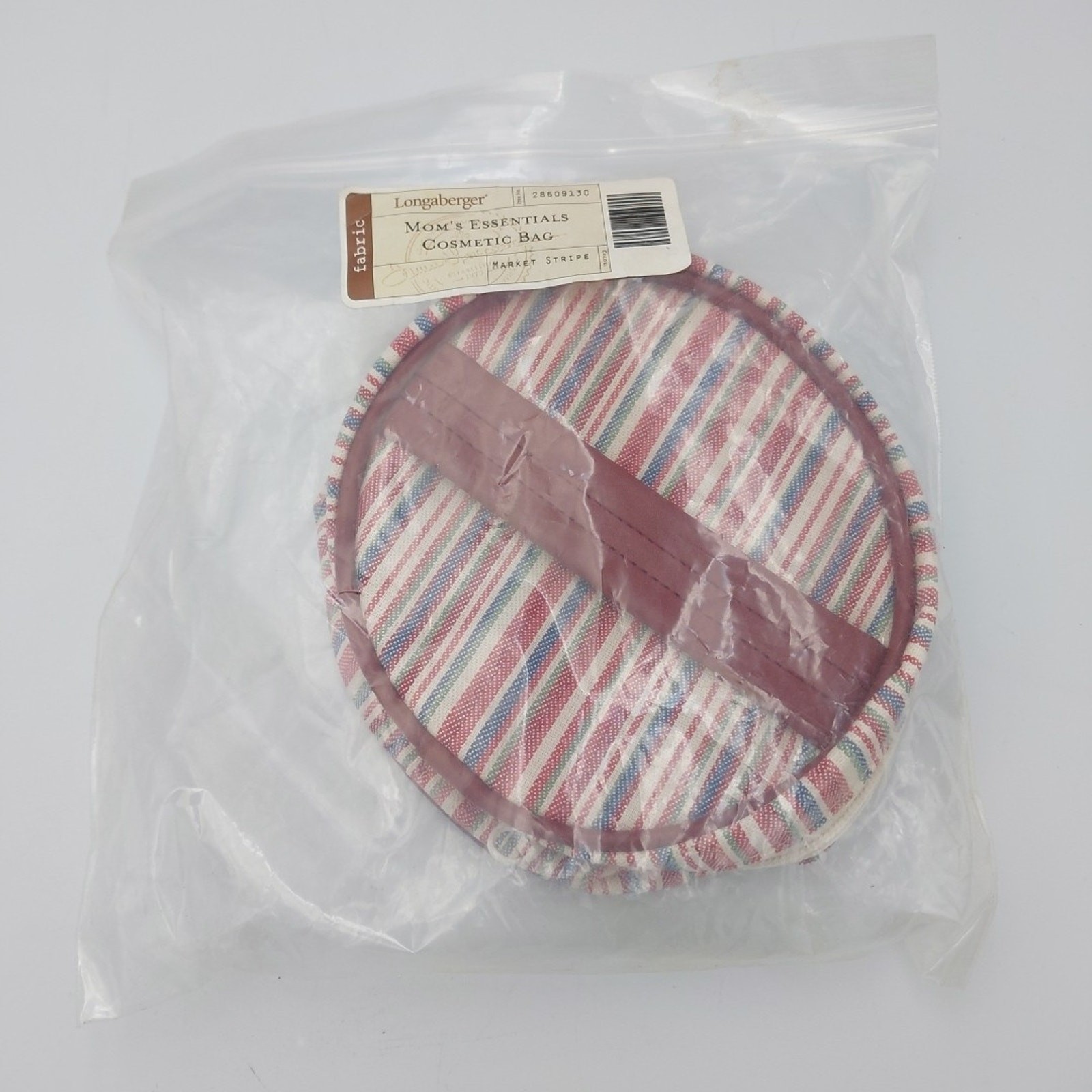 Longaberger Mom's Essentials Zip Around Cosmetic Bag Market Stripe