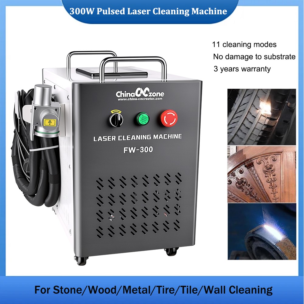 300W Pulsed Laser Cleaning Machine Wood Cleaning Laser Oil/Paint Rust Remove