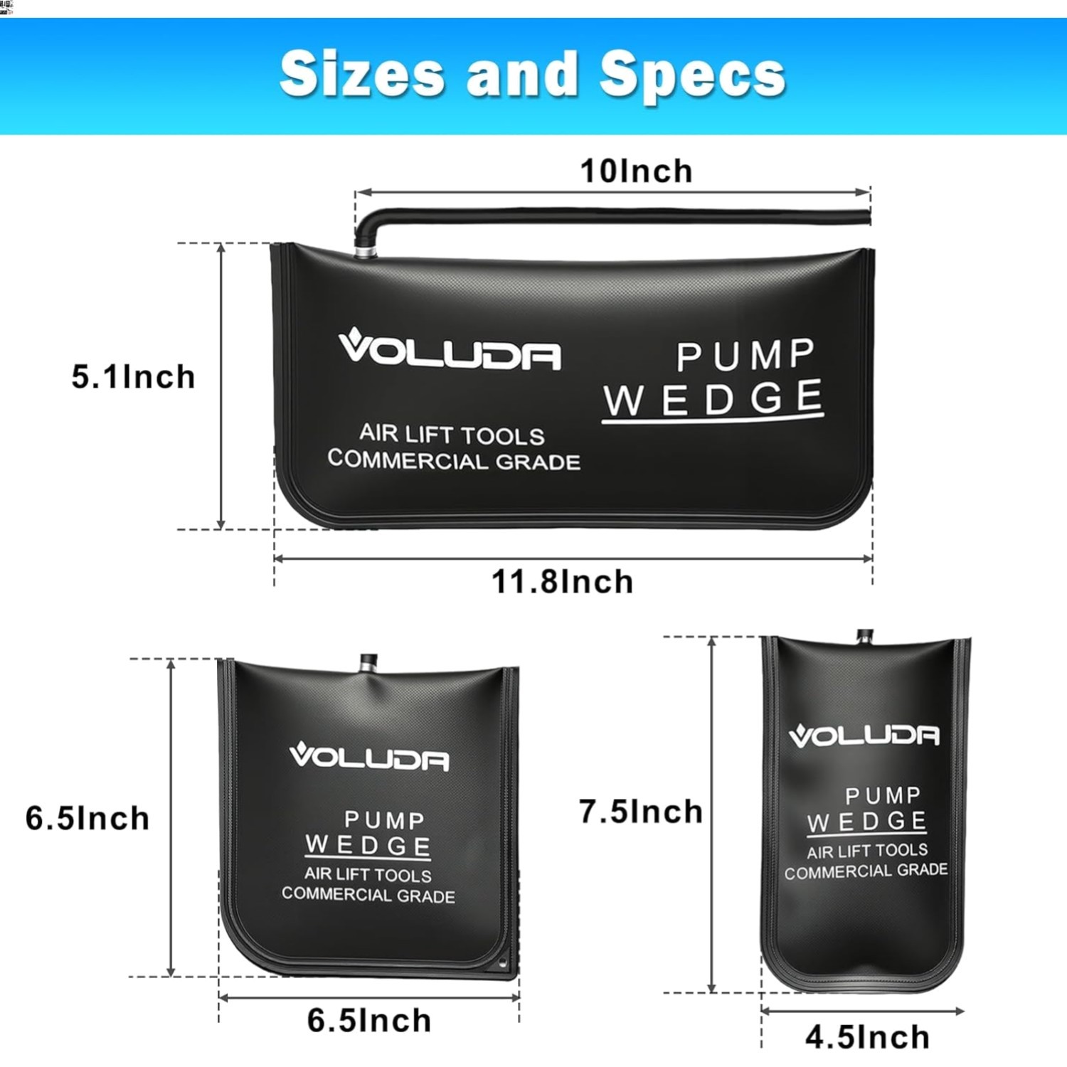Inflatable Air Shim Bag Pump, 3 Pack Commercial Grade Leveling Tool, 330 LB R...