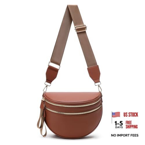 crossbody bags for women Lightweight Fanny Pack Spacious emmafy Sling Bag Brown