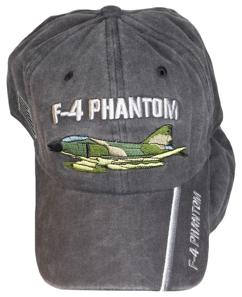 F-4 Phantom USA Flag Grey Gray Cotton Adjustable Embroidered Cap Hat - Licensed