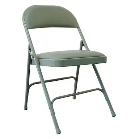Zoro Select 2W158 Steel Chair With Vinyl Padded, Beige, 2W158