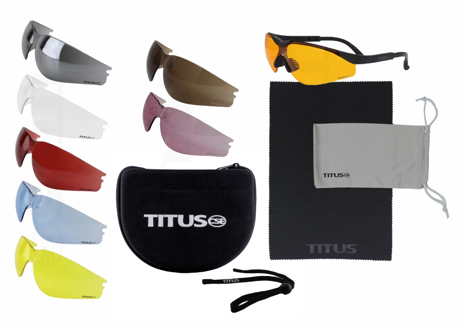 8 LENS CHANGEABLE SHOOTING SAFETY GLASSES EYE PROTECTION MULTI-LENS BUNDLE