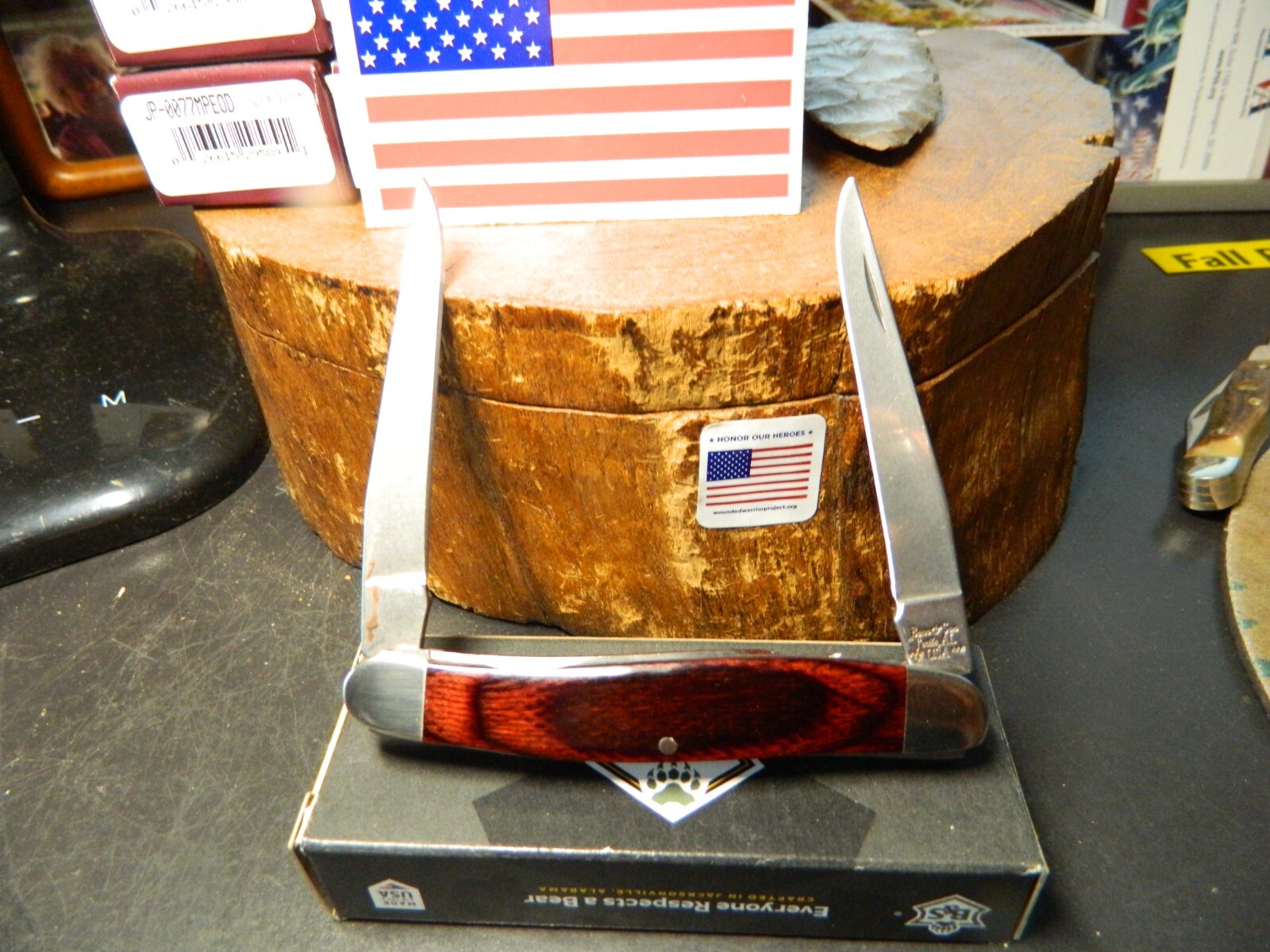 BEAR & SONS CUTLERY 4" LARGE MUSKRAT POCKET KNIFE ROSEWOOD HANDLE HC BLADES USA