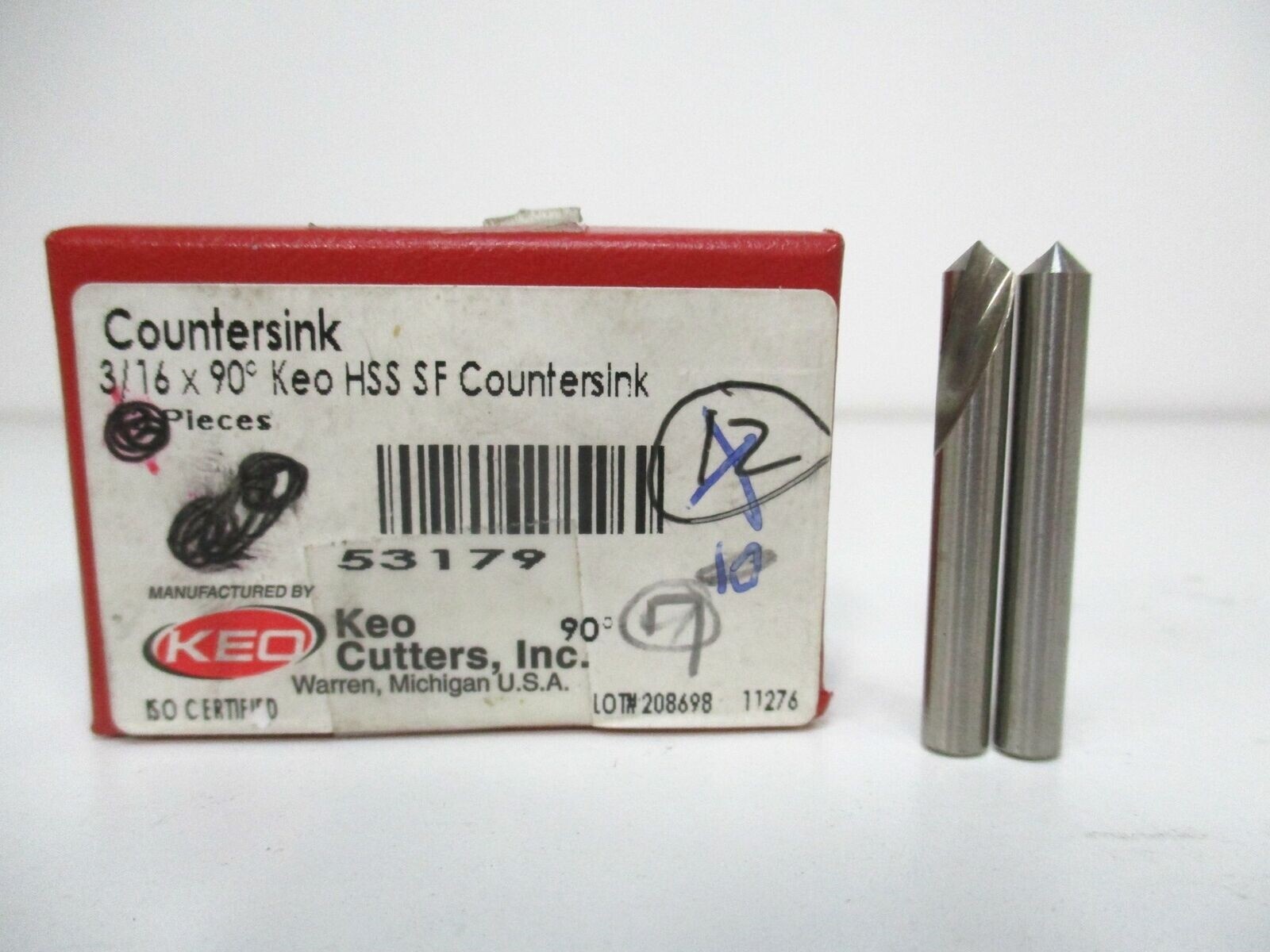 Keo (53179) 3/16" x 3/16" x 1-3/8" 1-Flute 90° High Speed Steel Countersink