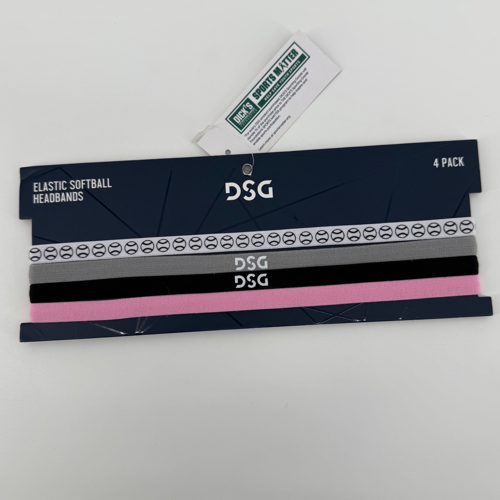 DSG Elastic Softball Headbands 4 Pack Multi Color Baseball Print Athletic