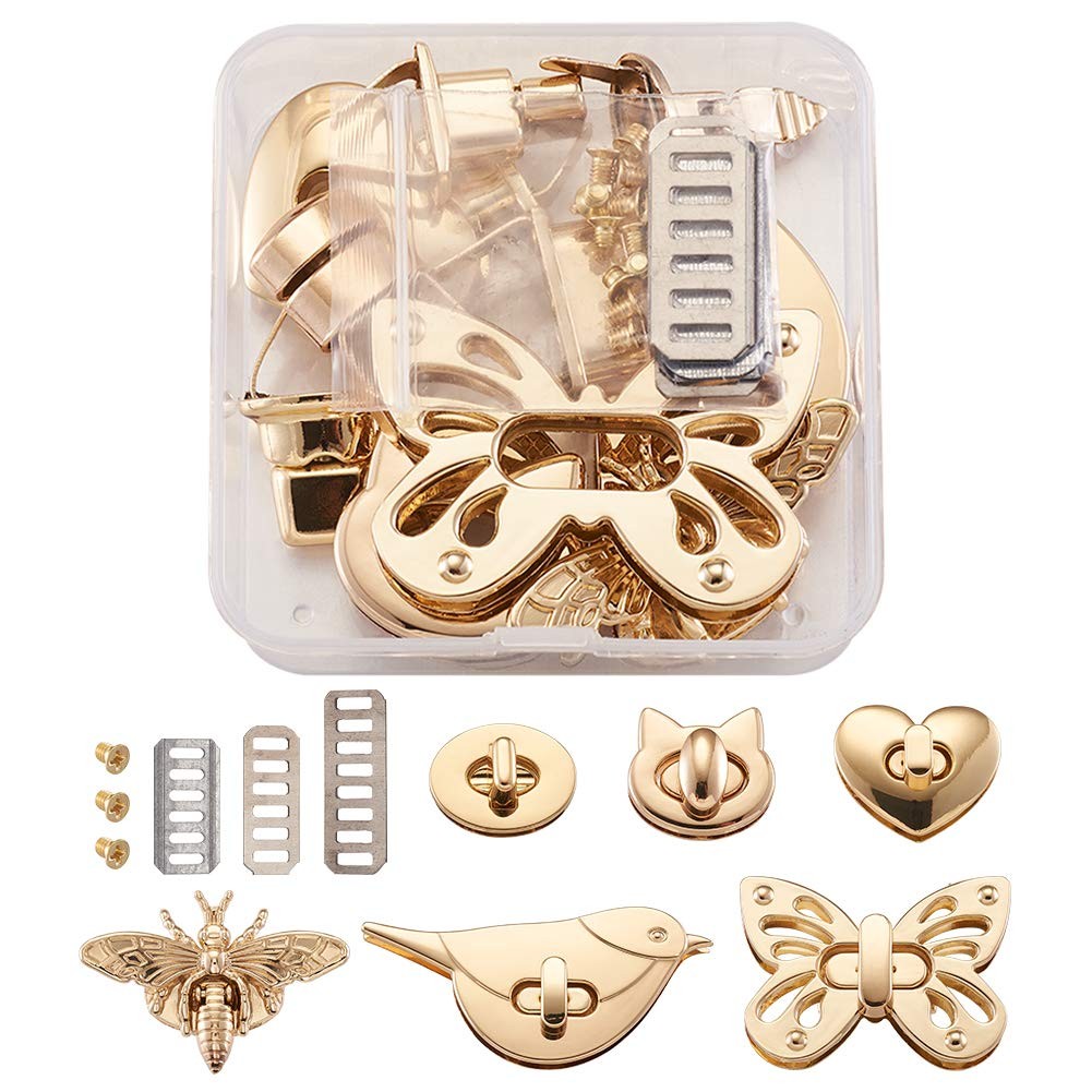 6 Sets Purse Turn Lock Clutches Closures Bees Butterfly Bird Cat Oval Heart P...