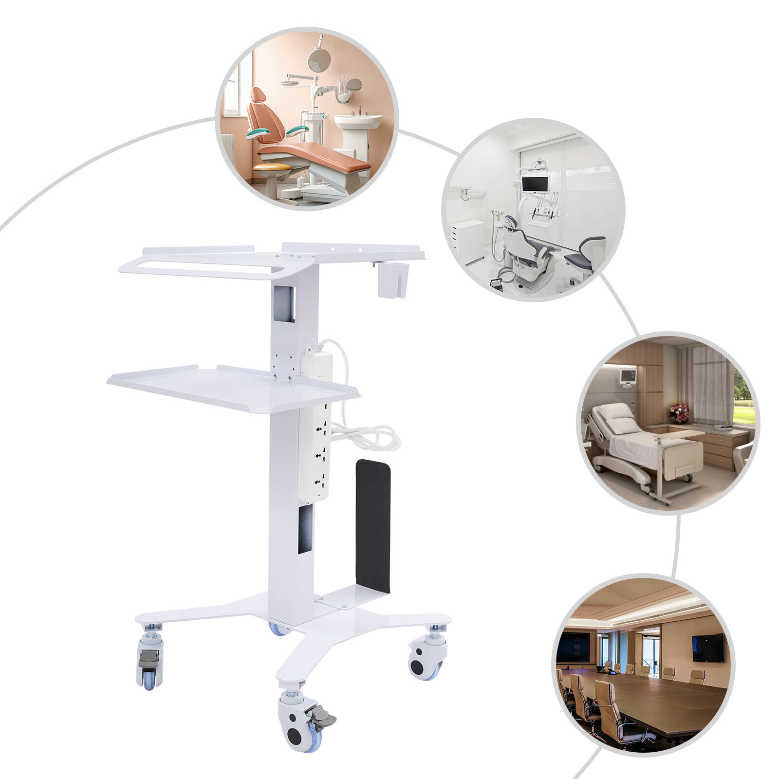 Adjustable Rolling Computer Cart, Mobile Standing Workstation, Mobile Cart
