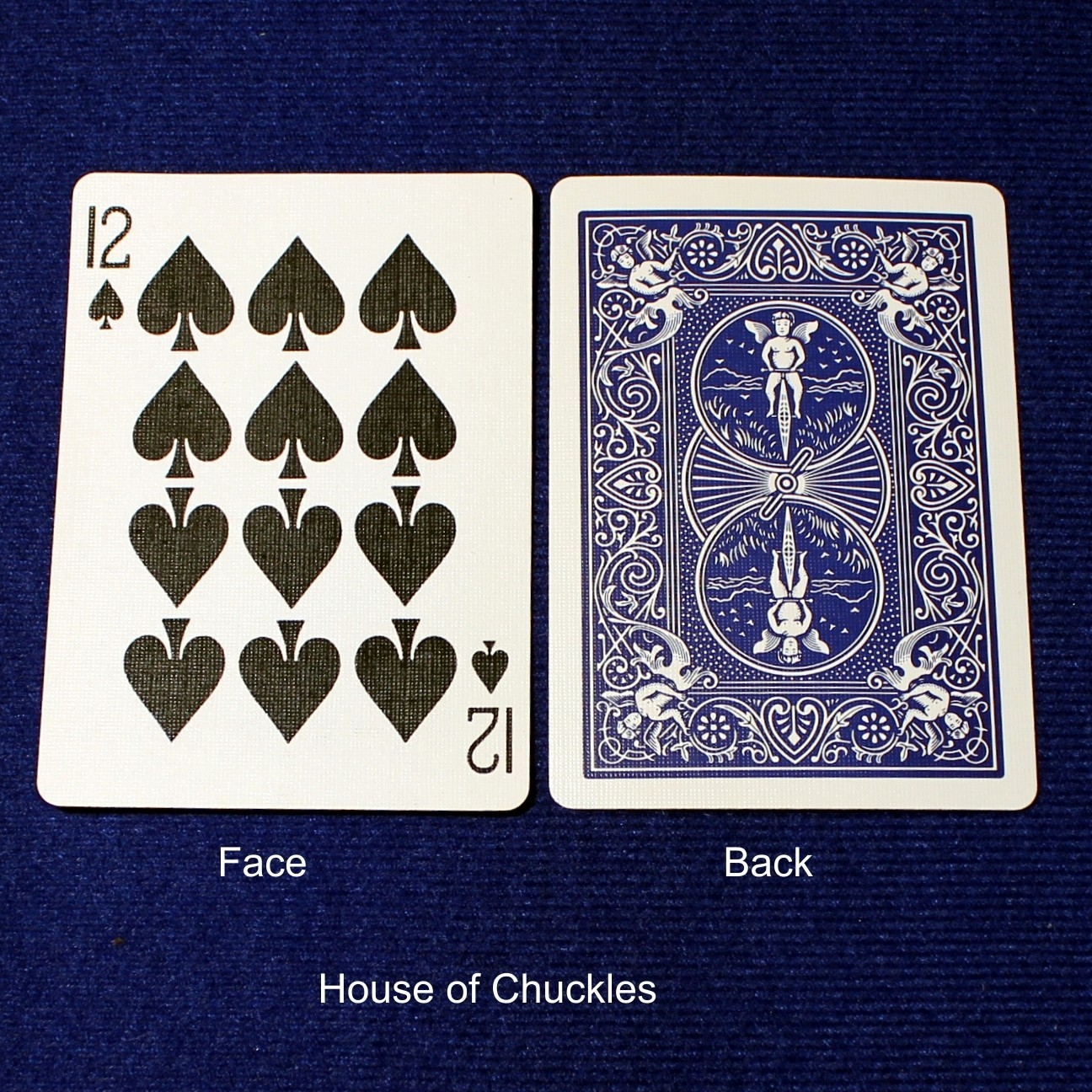 12 of Spades, Bicycle Printed Gaff Card, Blue