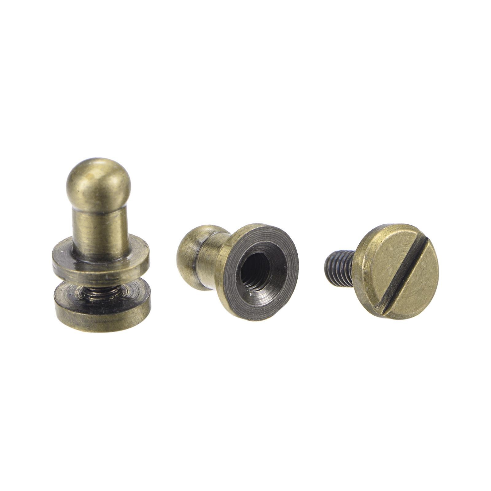 10 Set 4mm Brass Round Head Stud Screw Rivets for DIY Leather Craft Bronze Tone