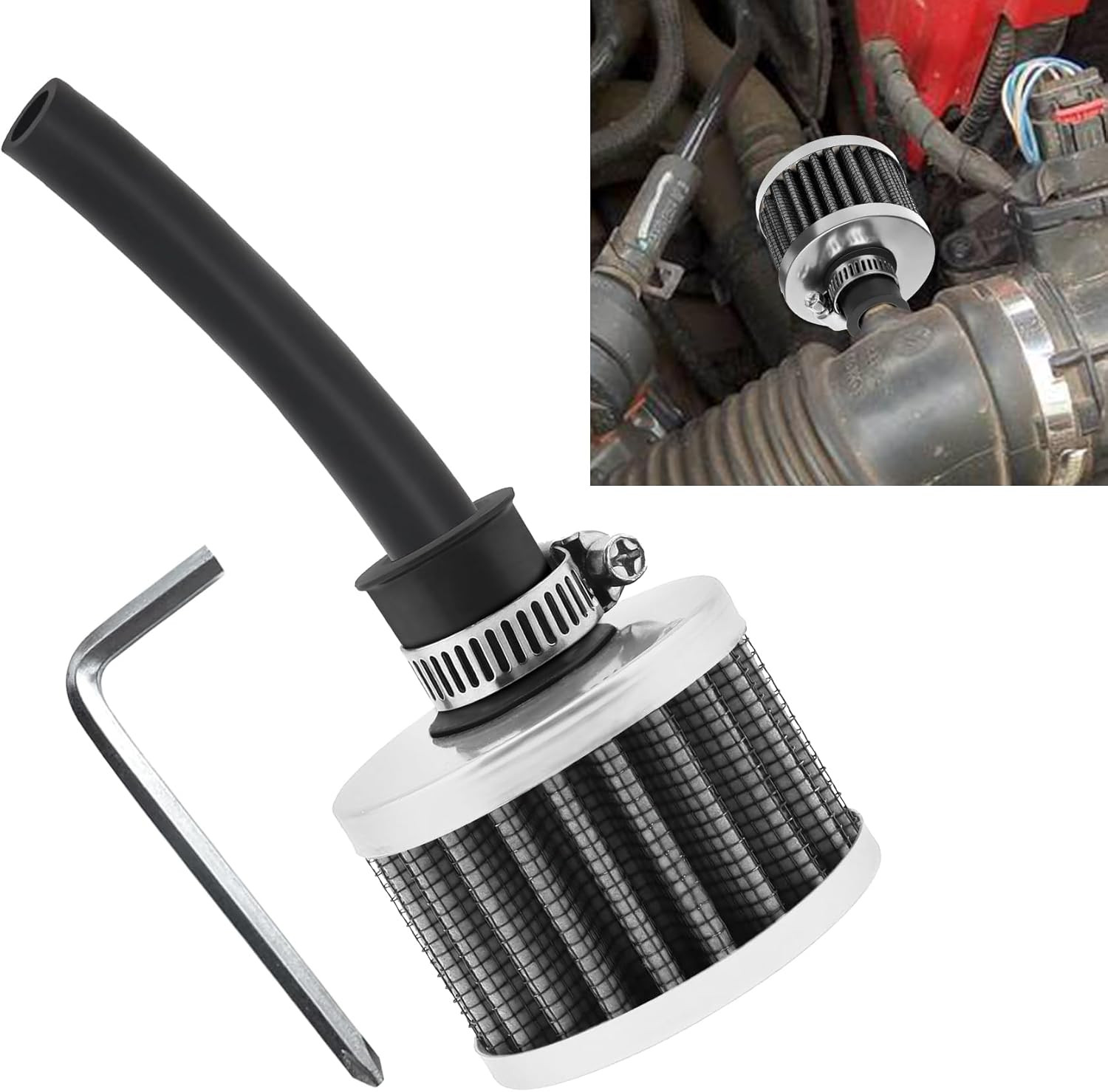 212Cc Air Filter Valve Cover Breather Filter, Mini Bike Air Filter, 12Mm/0.47" C
