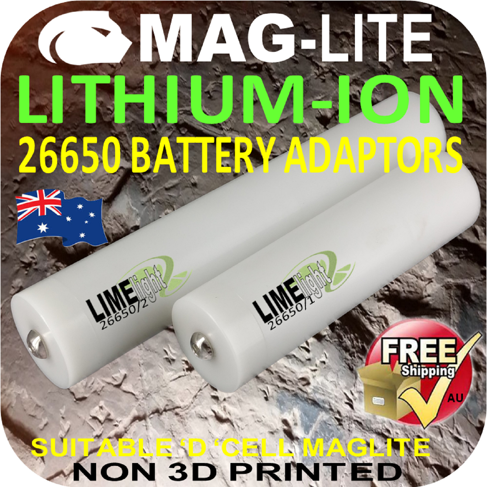 MAGLITE UPGRADE LITHIUM-ION 26650 BATTERY ADAPTORS TO 2/3D CELL FLASHLIGHT TORCH