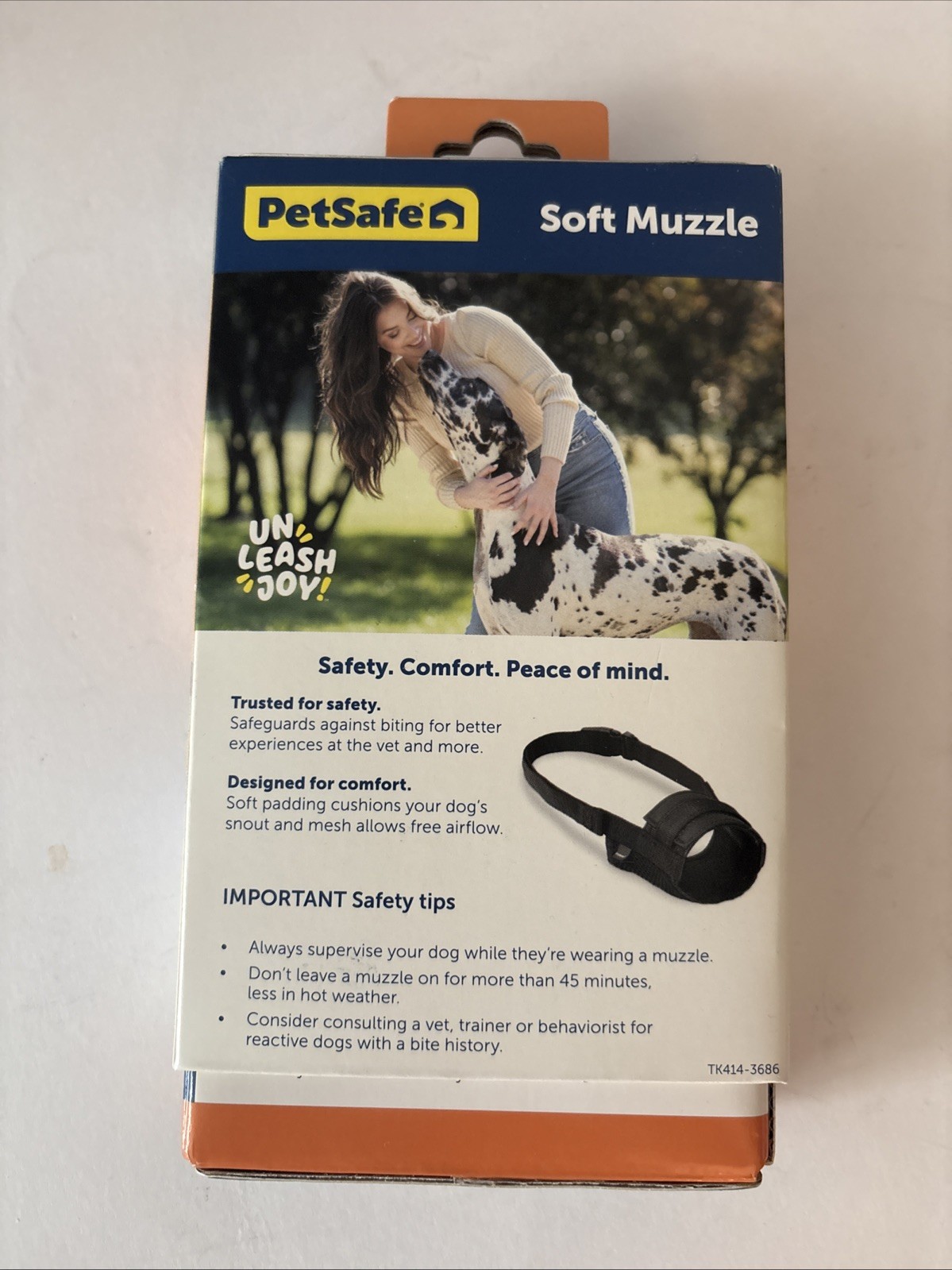 New PETSAFE Soft Muzzle for Medium Dogs Black Nylon Adjustable Padded Mesh