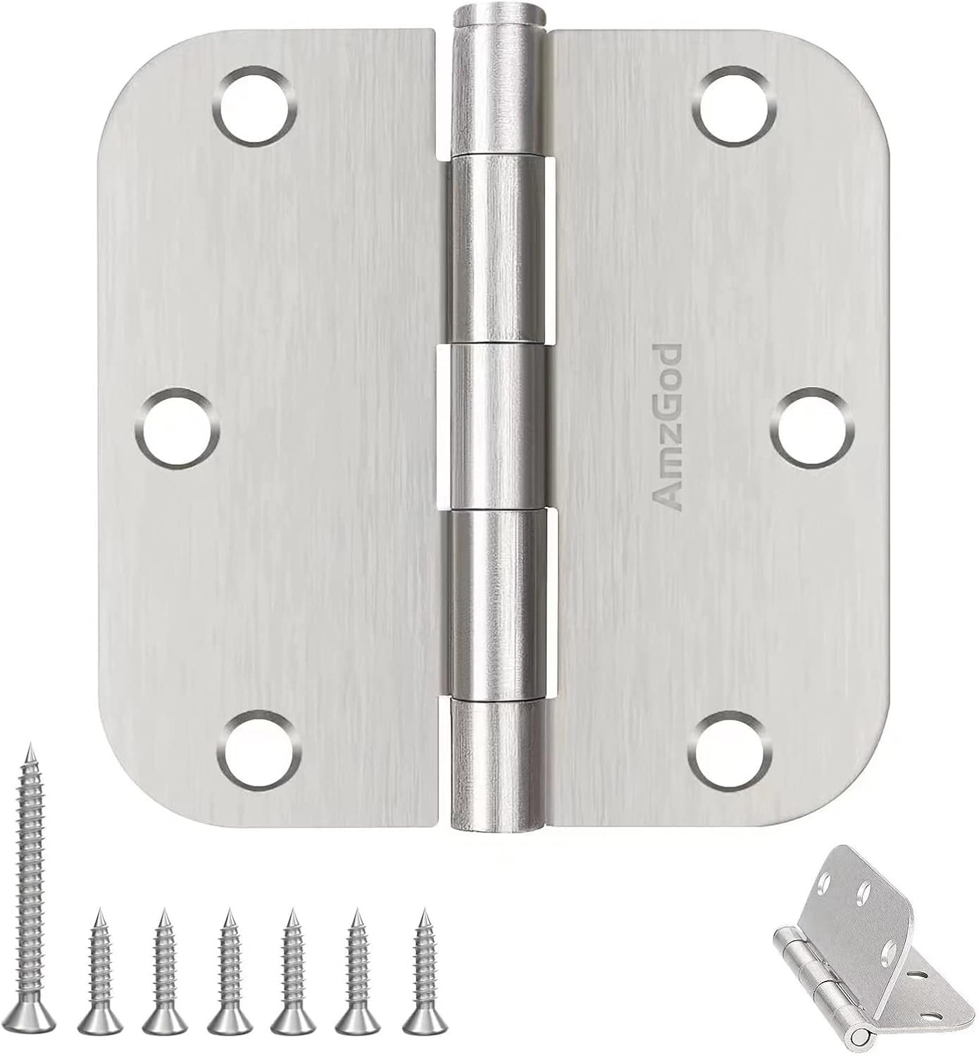 Door Hinges Brushed Nickel - 3 Pack Satin Nickel 3.5 Inch Rounded Interior Door