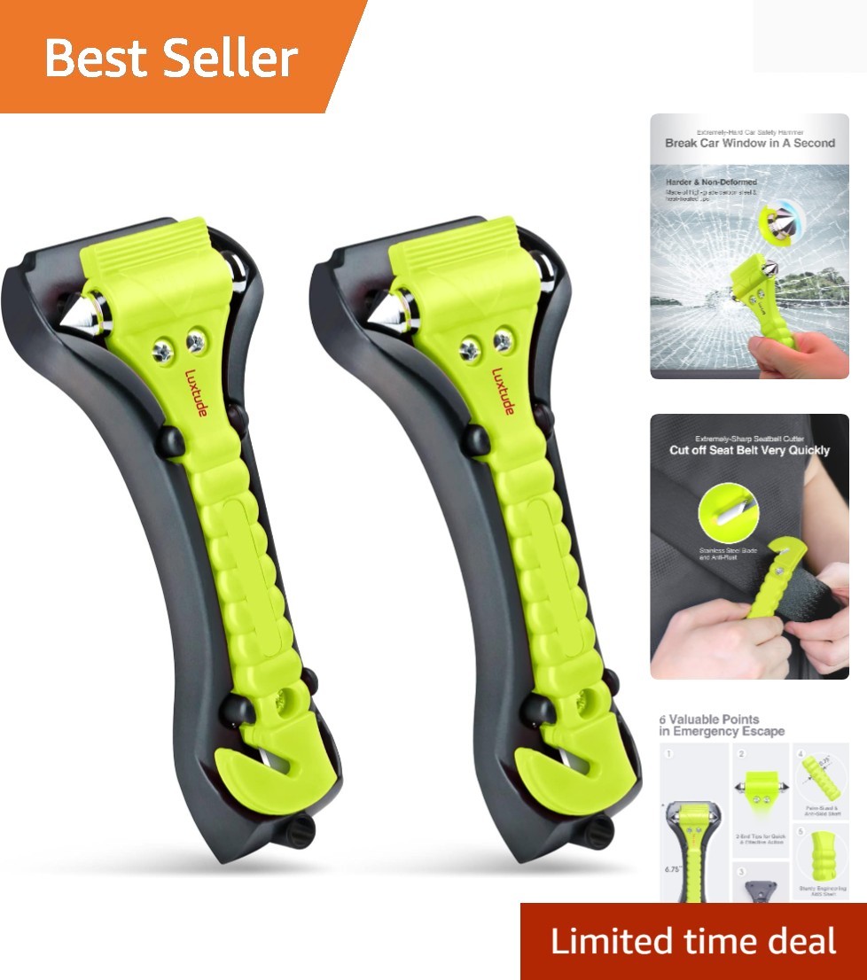 Emergency 2-Pack Window Breaker/Seatbelt Cutter - Lightweight Safety Device
