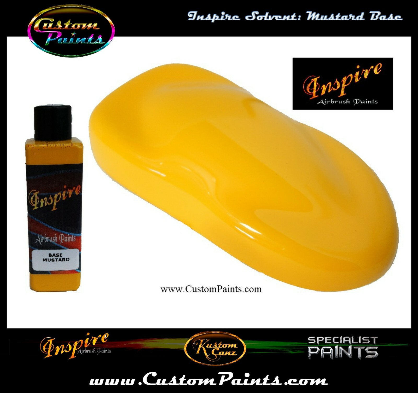 INSPIRE MUSTARD BASE AIRBRUSH 4oz (SOLVENT), CUSTOM PAINT, HOK, ARTIST, HOT ROD