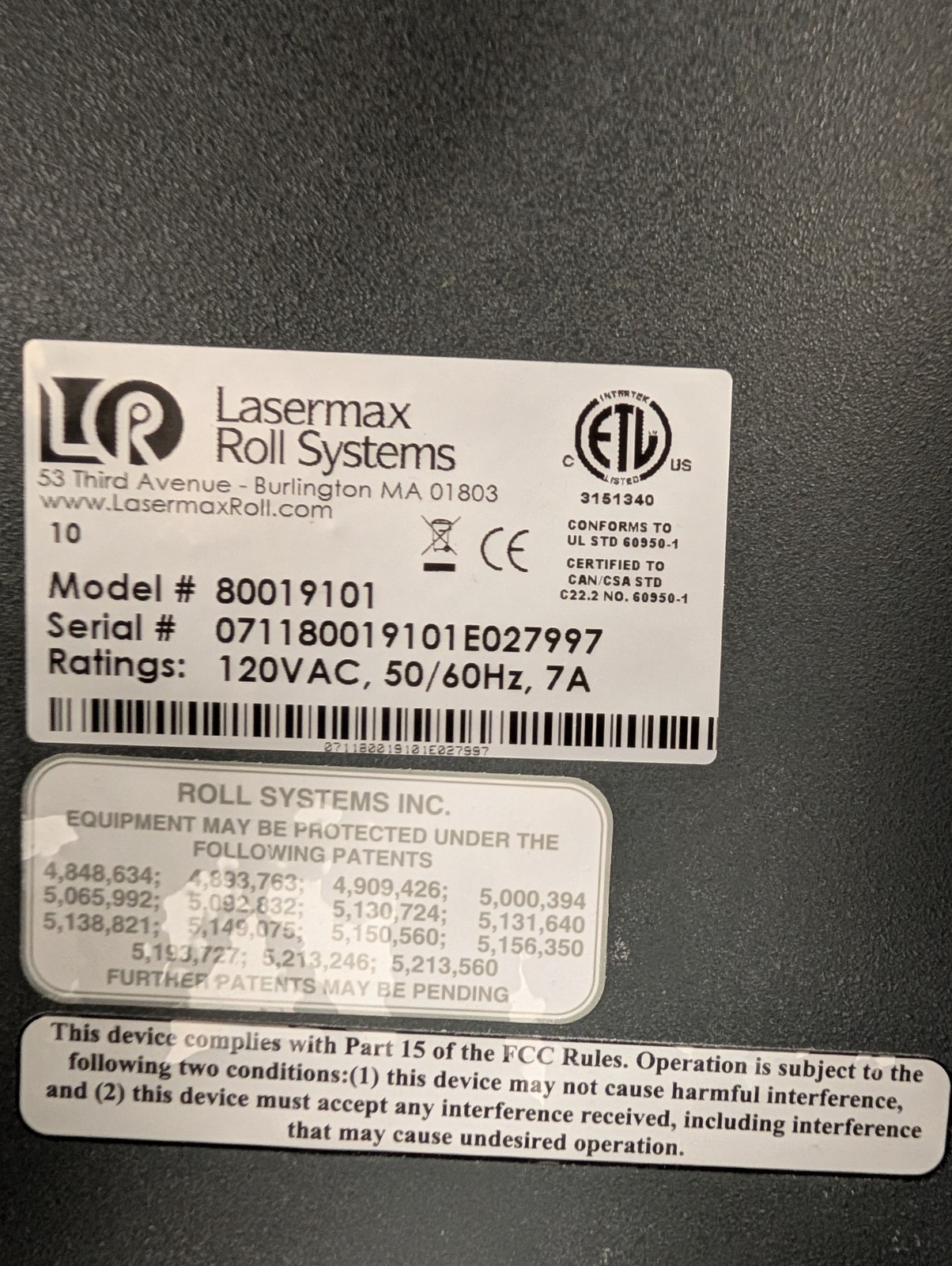 Lasermax Roll Systems 800191