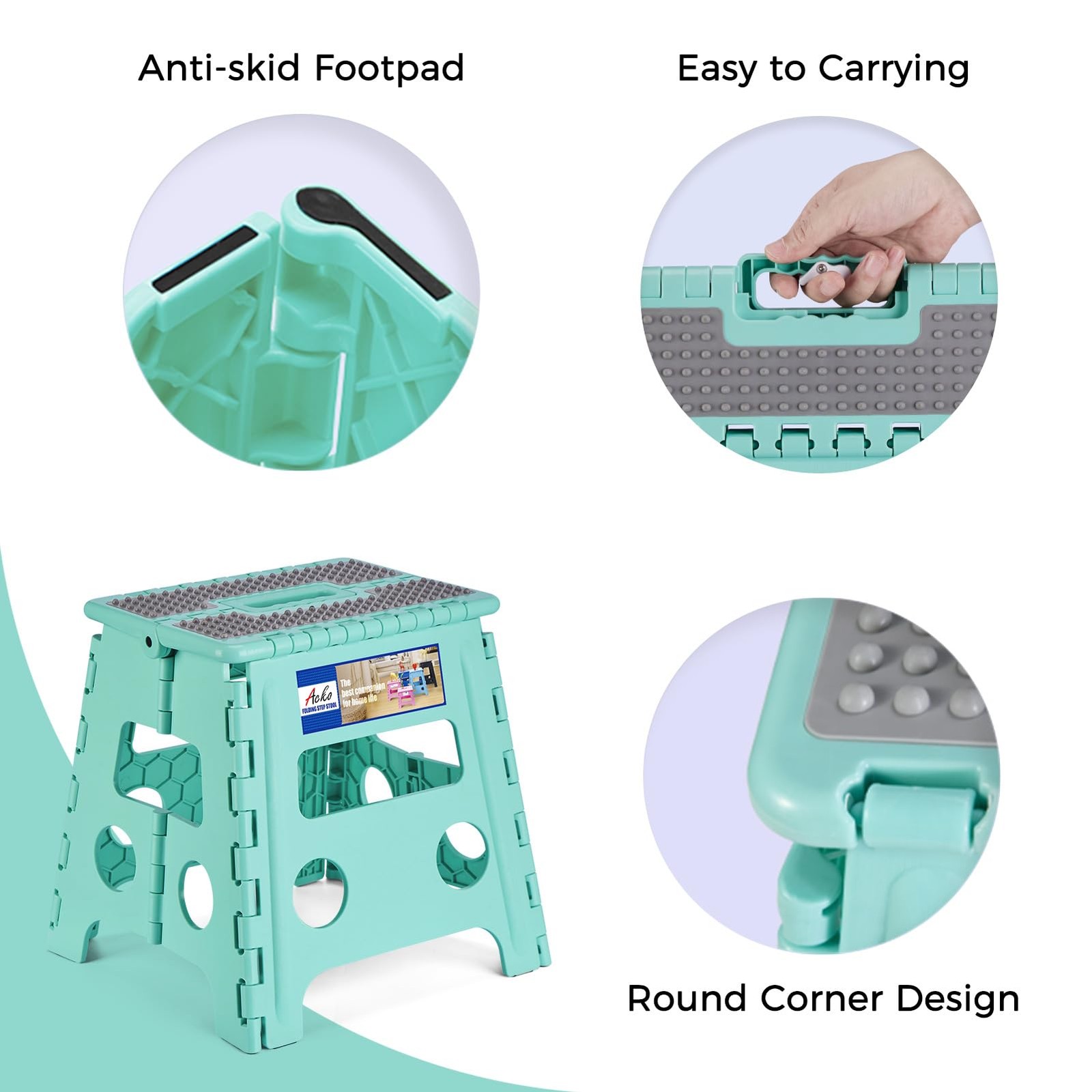 Folding Step Stool 13 Inch Stool Heavy Duty Plastic Foldable Step Stools for ...