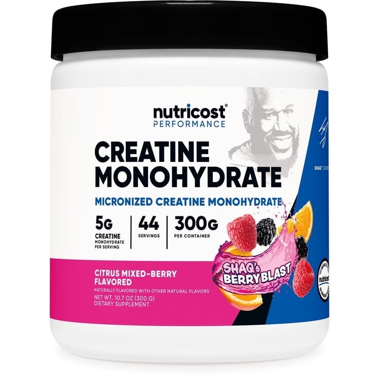 Nutricost Creatine Monohydrate Powder (Shaq's Berry Blast, 300 Gram) - GMO-Free