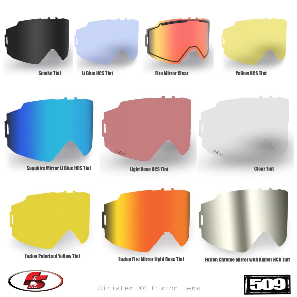 NEW 509 Sinister X6 Fuzion Snowmobile Goggle Replacement Lens