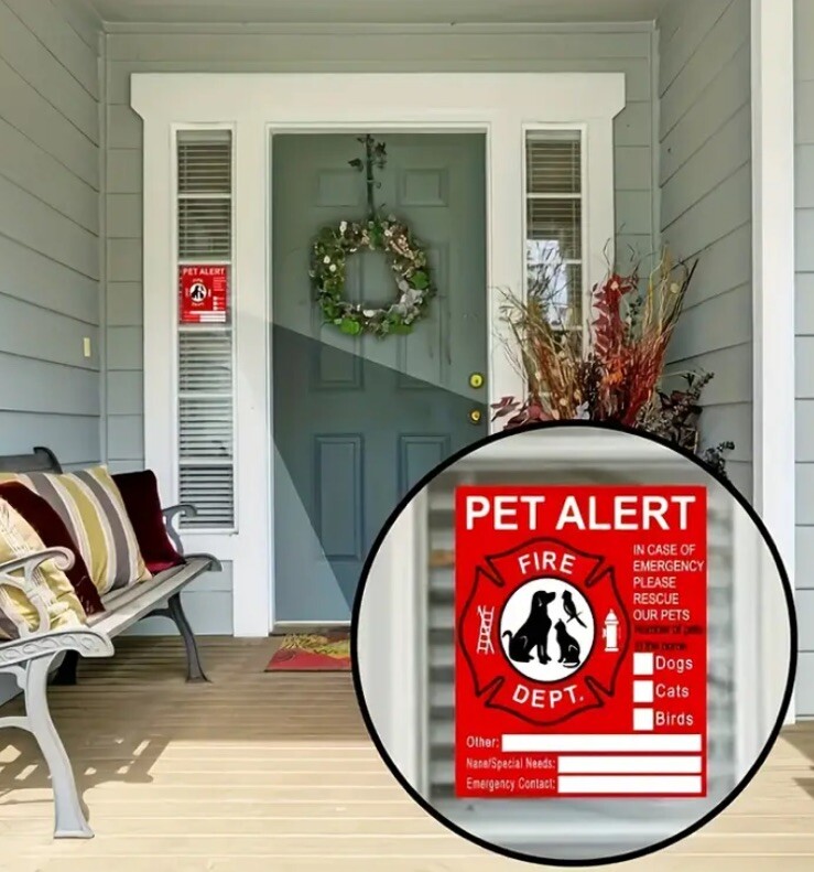 4 PACK Red Pets Inside Alert 4" Rescue Emergency Fire Window Stickers Decals