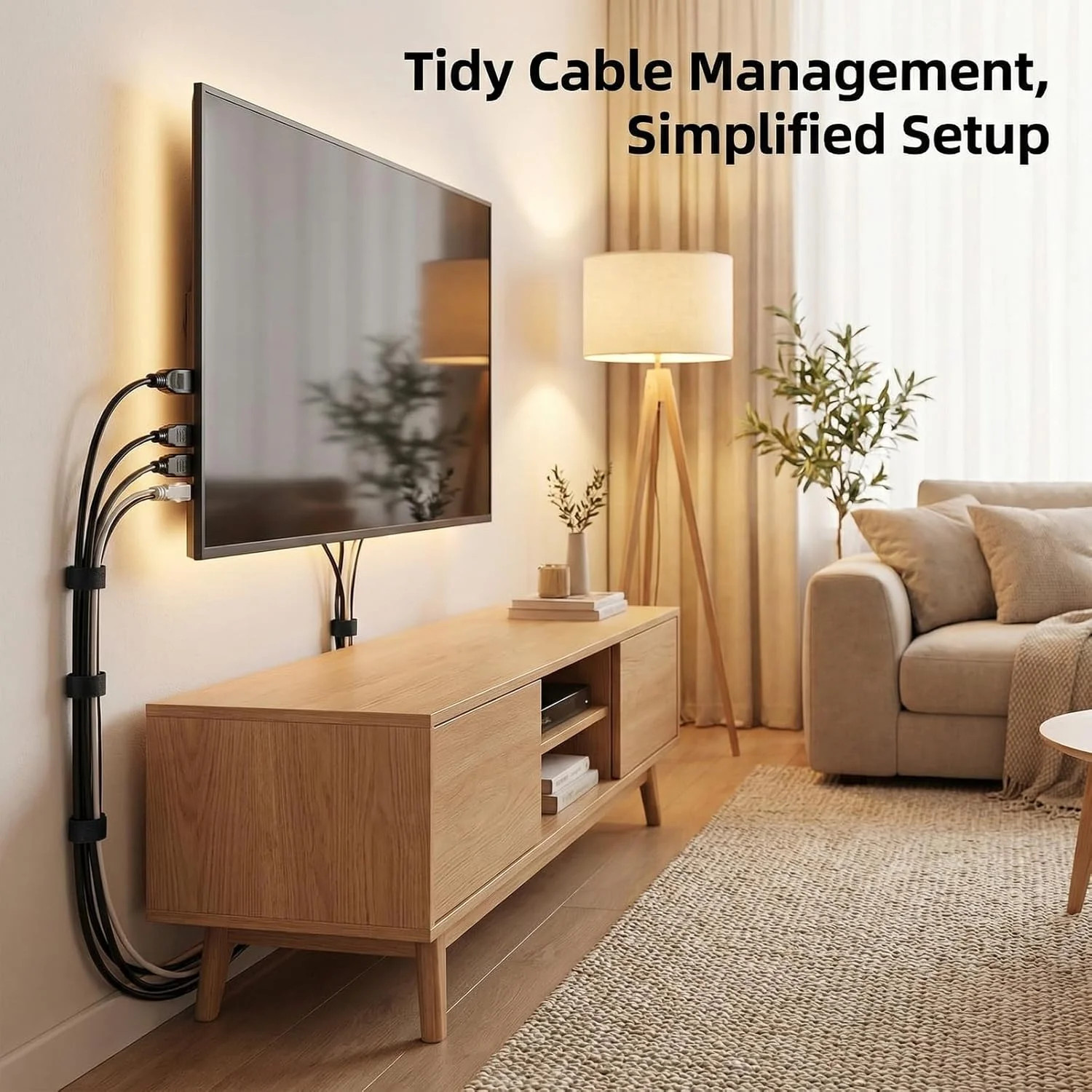 1 Inch x 30 FT​ ​Double Sided Hook and Loop Tape, ​Reusable Cable Ties, Self-Adh