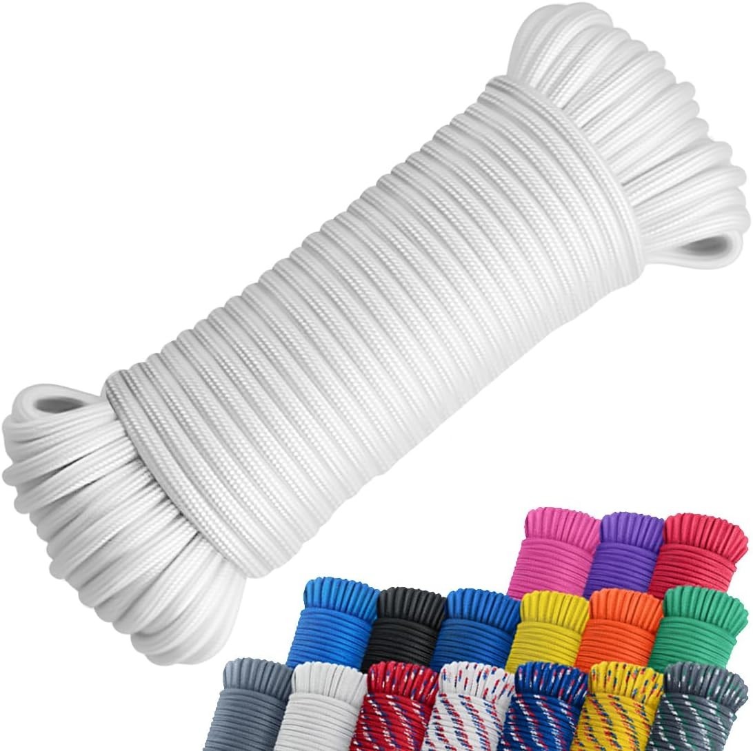 100 Ft 1/4" Nylon Poly Rope Strong Utility Polyester Cord for Clothesline Flag