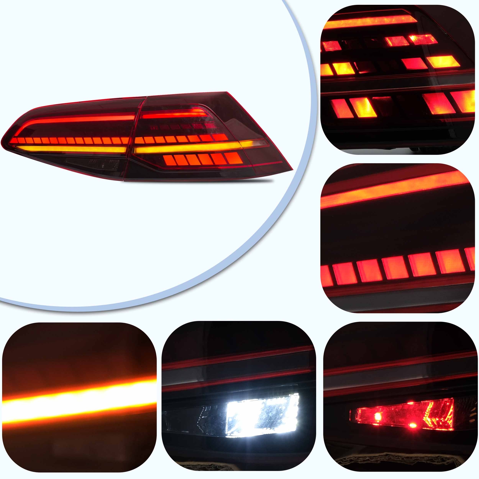 4pcs FULL LED Projector Headlights+Red Tail Light For VW Golf 7 MK7& GTI 2015-17