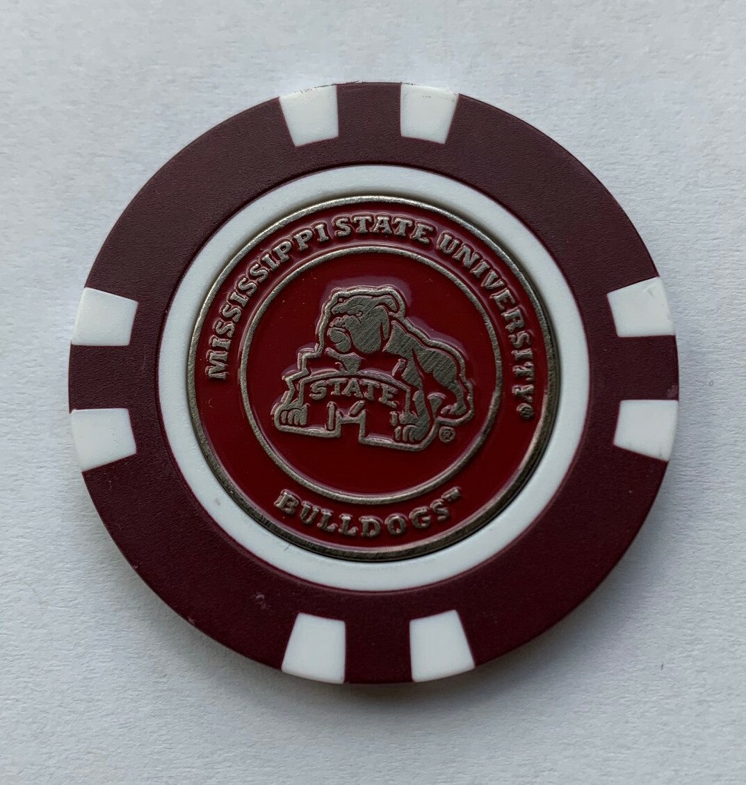 New Team Golf Mississippi State Bulldogs Magnetic Poker Chip w Golf Ball Marker