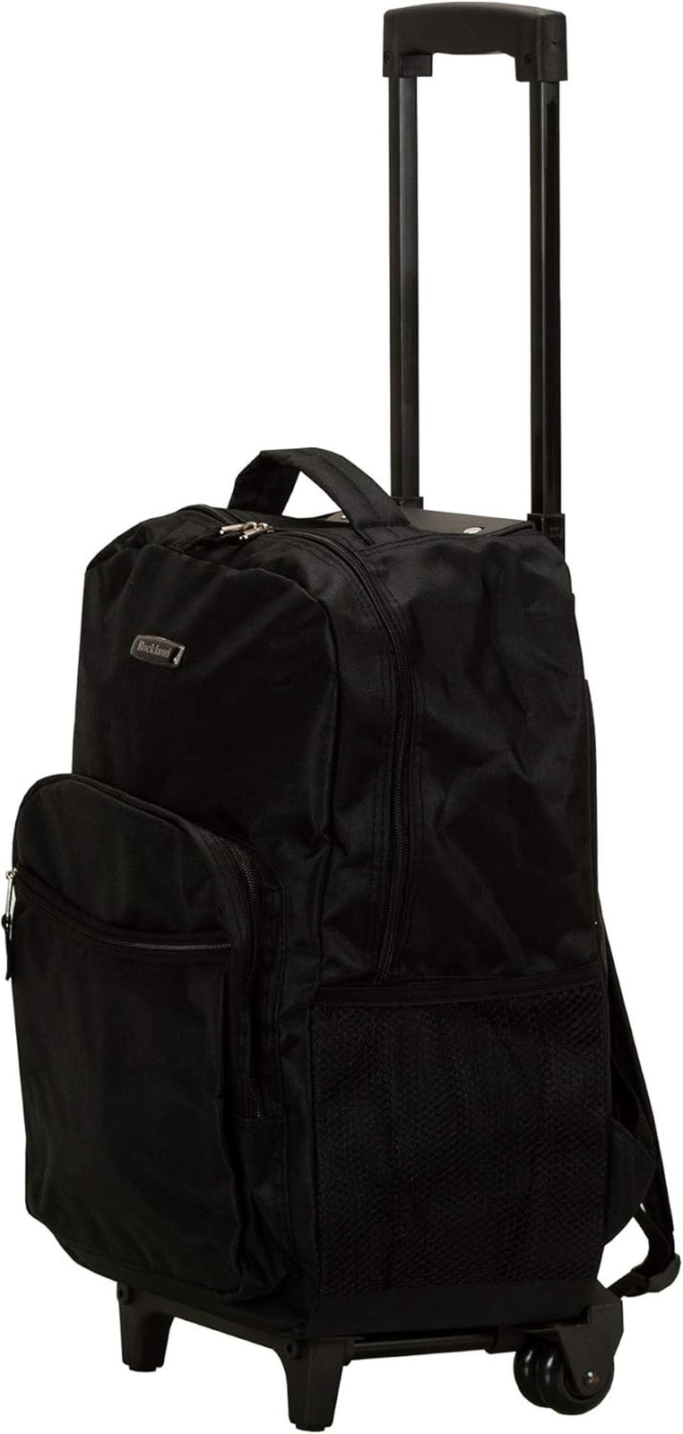 Double Handle 17" Rolling Backpack, Black
