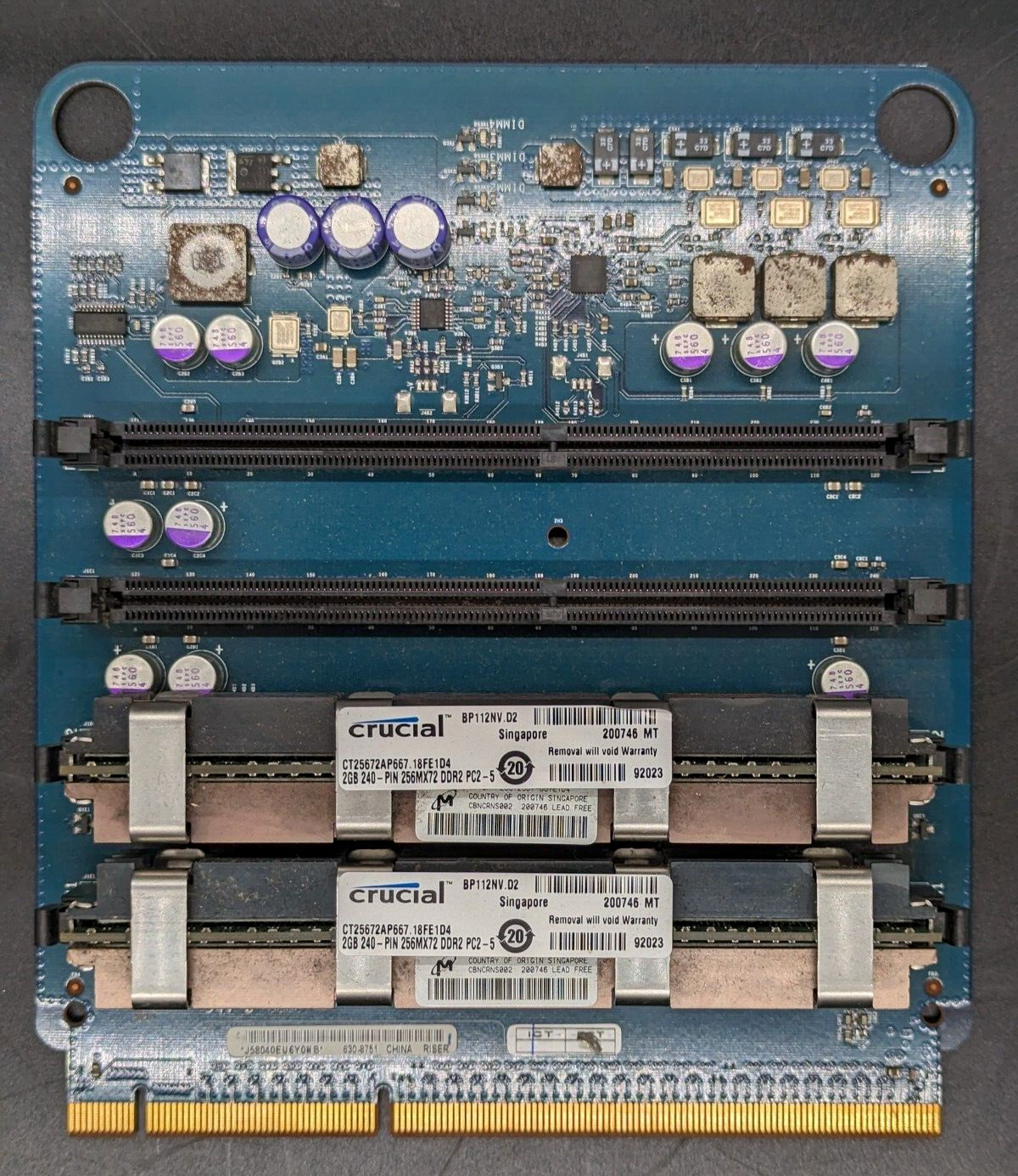 APPLE 820-2178-A MAC PRO 3.1 MEMORY RISER CARD W/ 4GB RAM (2X2GB) FAST SHIP!