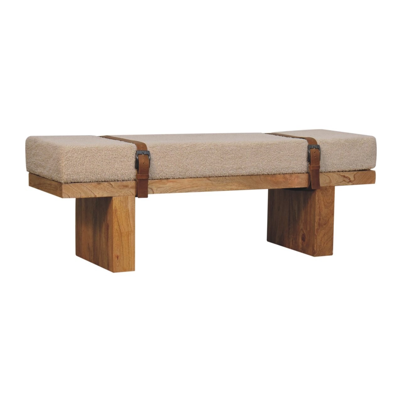 Belmont Cream Boucle Strap Bench
