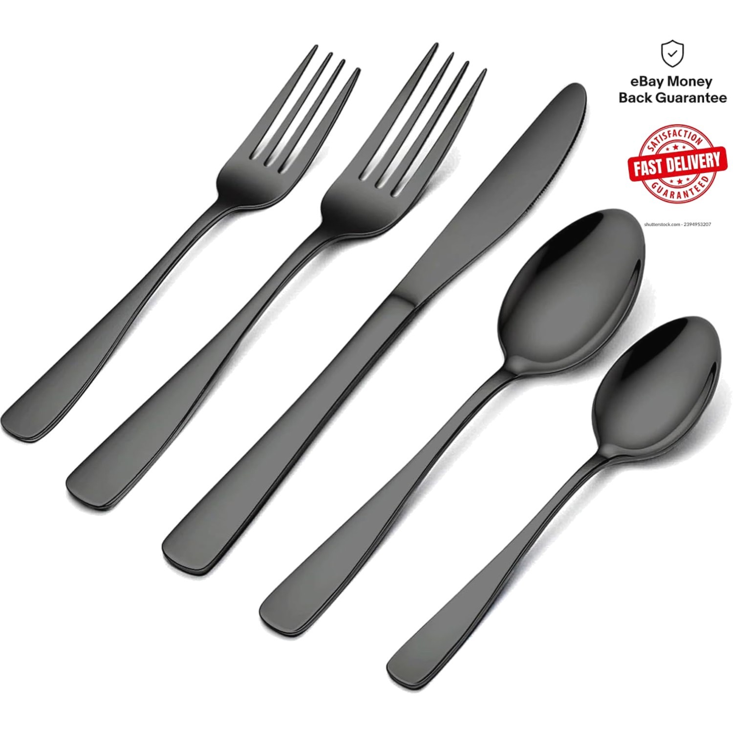Elegant 20-Piece Black Stainless Steel Silverware Set for 4 - Dishwasher Safe
