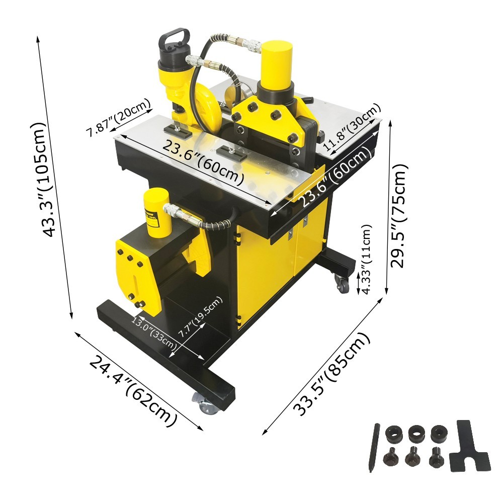 3in1 Electric Hydraulic Busbar Processor Cutter/Bender/Hole Puncher 700bar 110V