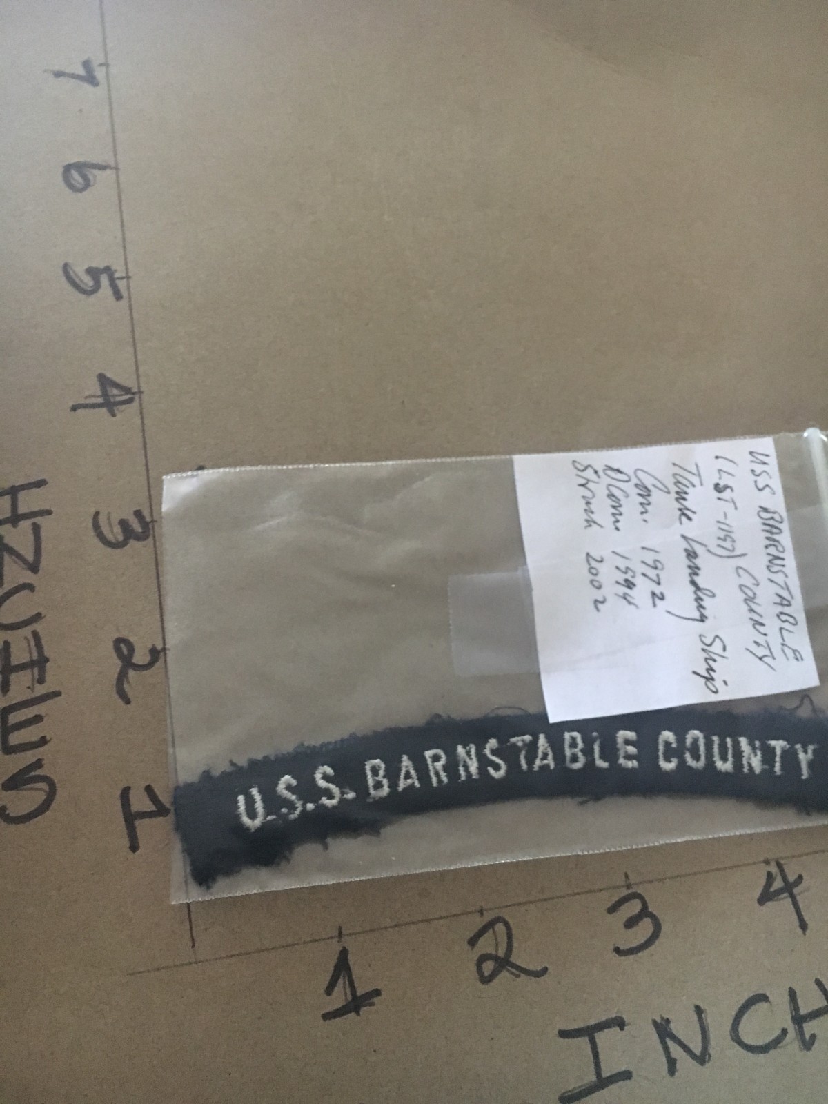 US NAVY SHOULDER STRIP TAB *** rocker *** Patch USS Barnstable County